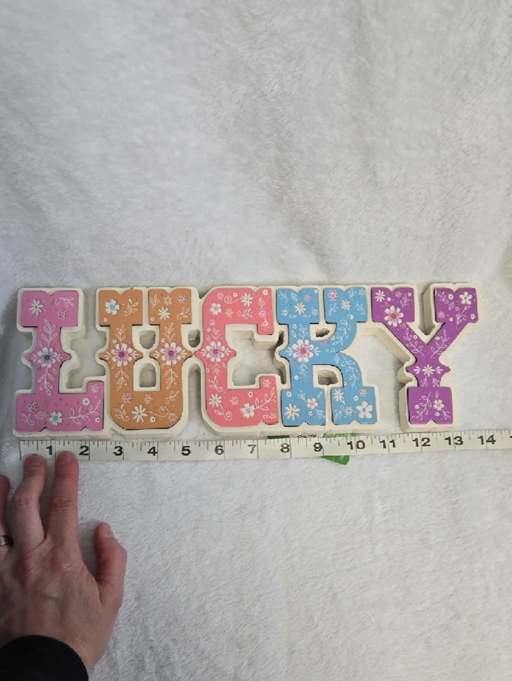 NWT! Ashland Green and Cream Tabletop Décor Tag Lucky - Picture 5 of 7